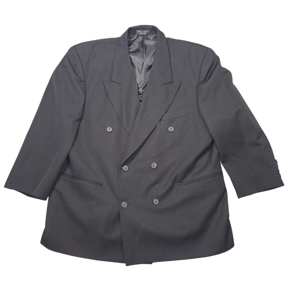 VTG‎ Enrico Cipriani Double Breasted Wool Blazer Jacket Black Sz 44